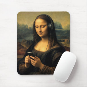Modern Mona Lisa med smartphone Musmatta