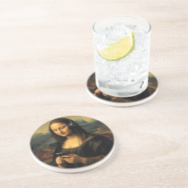Modern Mona Lisa med Smartphone Underlägg