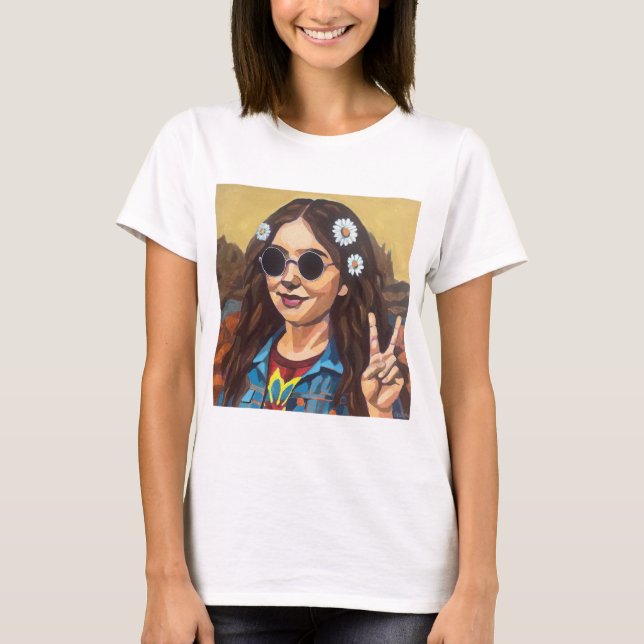 Modern Mona Lisa Painting - da Vinci Inspired Art T Shirt (Framsida)