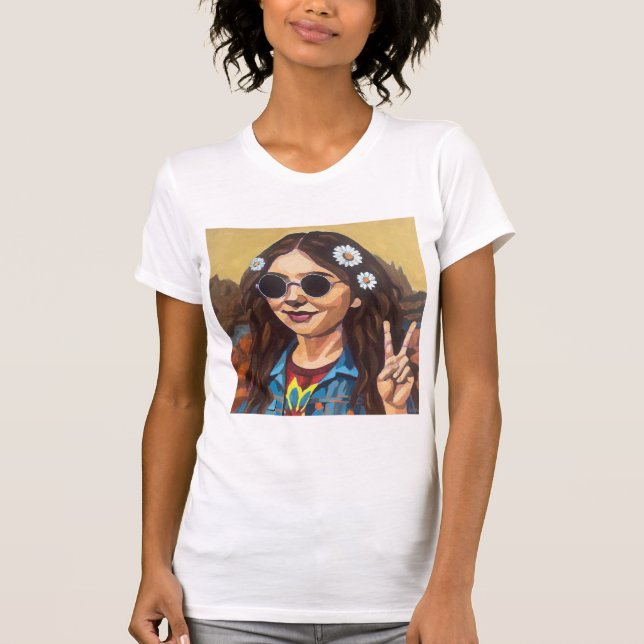 Modern Mona Lisa Painting - da Vinci Inspired Art T Shirt (Framsida)
