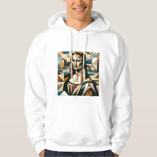 Modern Mona Lisa-stil T-shirt i glasmosaikutförand Hoodie