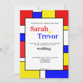 Modern mondrisk inspirerad geometrisk konst inbjudningar