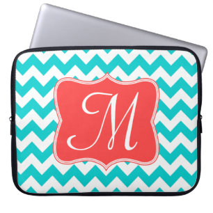 Modern Monogram 15" för Aquakorallsparre bärbar Laptop Sleeve