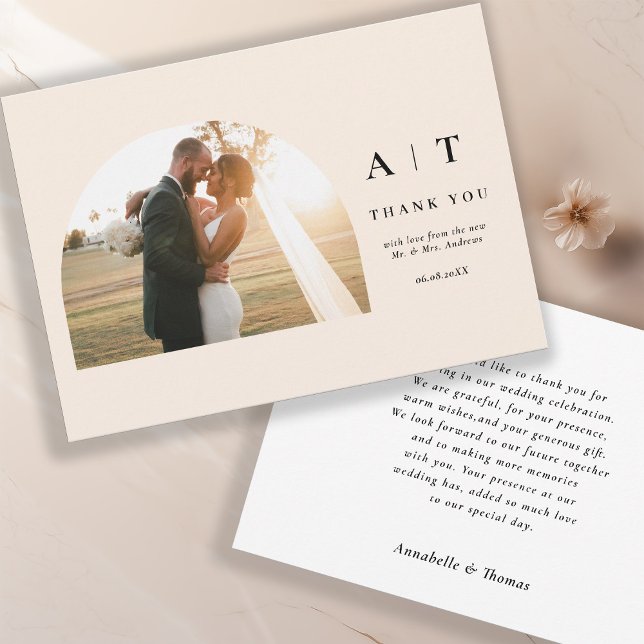 Modern Monogram 3 Photo Thank You    Tack Kort (Skapare uppladdad)