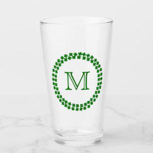 Modern Monogram 4 Löv Klöver-Grönt Shamrock Glaskopp