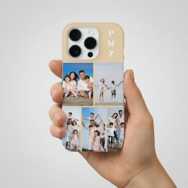 Modern Monogram 5 Photo Collage Sand Cream Beige