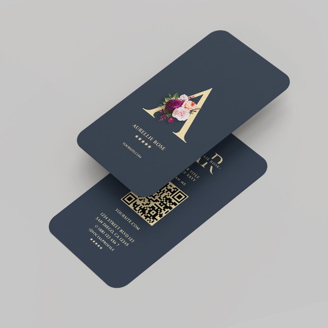Modern Monogram A-Professionell Mörk blått Visitkort (Modern Monogram A Professional Dark Blue Gold Business Card
)