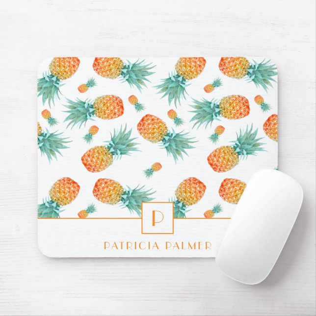 Modern monogram ananas Frukt Mönster Musmatta (Med mus)