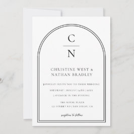 Modern monogram Arch-bröllopsinbjudan Inbjudningar