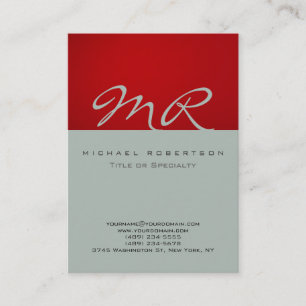 Modern monogram Ash Grått Red-Affärskort Visitkort
