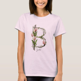 Modern Monogram B: Tulips, Bark & Vines T Shirt