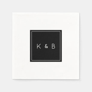 Modern Monogram B/W Cocktail Pappersservett