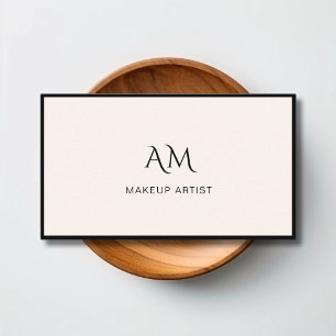 Modern, Monogram, Beige-Affärskortet Visitkort