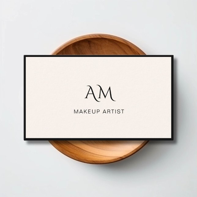 Modern, Monogram, Beige-Affärskortet Visitkort (Modern, Monogram, Beige-Black Business Card)
