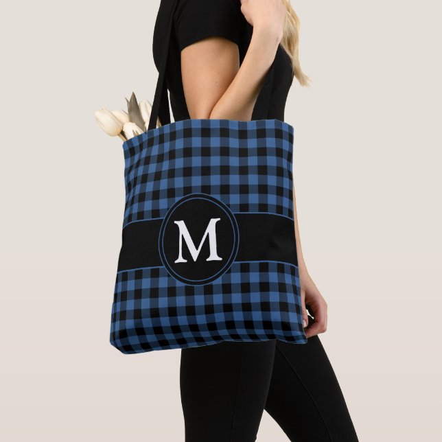 Modern Monogram Blå Betald Tygkasse (Närbild)