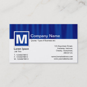 Modern Monogram - blå korg Visitkort