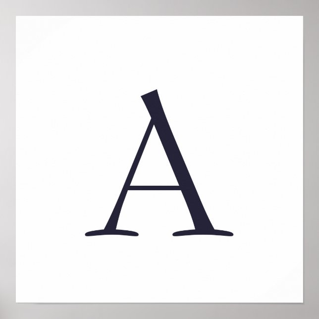 Modern monogram, blå oformaterad Elegant, initialt Poster (Framsidan)