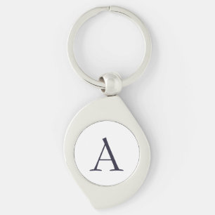 Modern monogram, blå oformaterad Elegant, initialt Swirl Silverfärgad Nyckelring