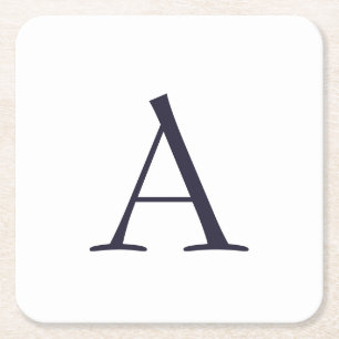 Modern monogram, blå oformaterad Elegant, initialt Underlägg Papper Kvadrat