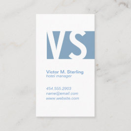 Modern monogram (blå) visitkort