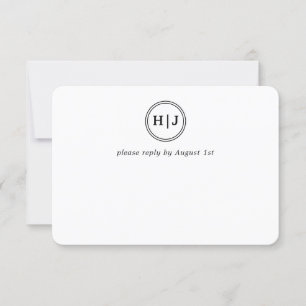 Modern Monogram Black and White Bröllop OSA Kort