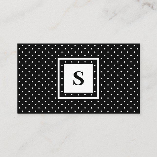 Modern Monogram Black and White Polka Dot Mönster Visitkort (Framsida)
