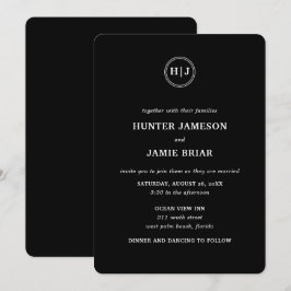 Modern Monogram Black Bröllop Inbjudningar