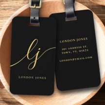 Modern Monogram Black Guld Calligraphy Namn