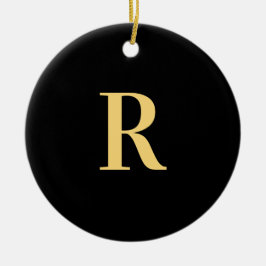 Modern Monogram Black Guld Julgransprydnad Keramik