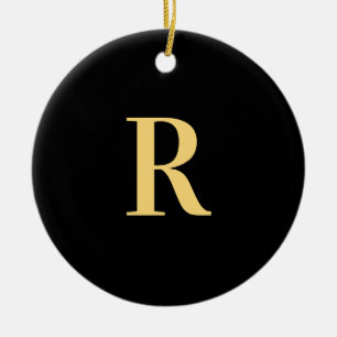 Modern Monogram Black Guld Julgransprydnad Keramik