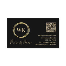 Modern monogram Black Guld QR-kod