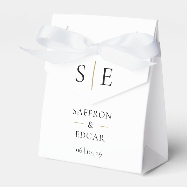 Modern Monogram Black och Guld Bröllop Presentaskar (Framsidan Sidan)