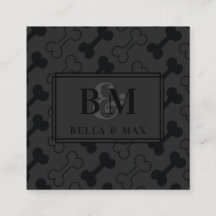 Modern Monogram Black på Black Hund Bone Mönster