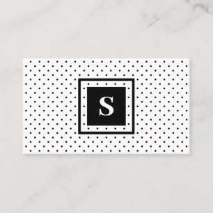 Modern Monogram Black på White Polka Dot Mönster Visitkort