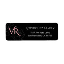 Modern Monogram Black Rosa ros Returadress
