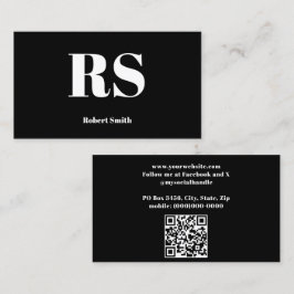 Modern Monogram Black Visitkort
