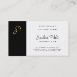 Modern Monogram Black White Guld-företagsmall Visitkort