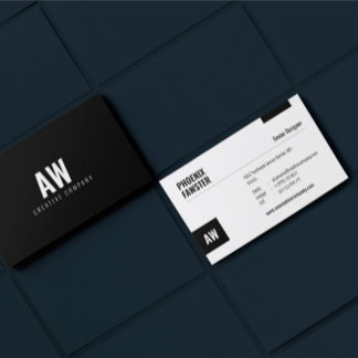 Modern Monogram Black White-layout Visitkort