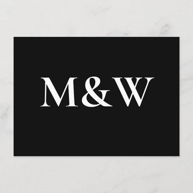 Modern Monogram Black & White Wedlings mottagning Tilläggskort (Baksida)