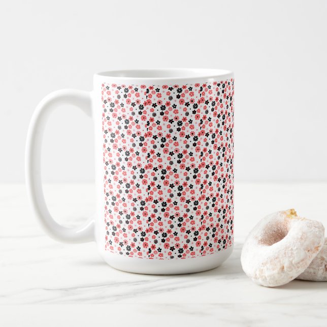 Modern Monogram Blommig Bröllop Kaffemugg (Med munk)