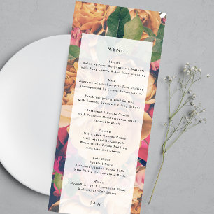 Modern Monogram Blommigt Boho Bröllop Meny