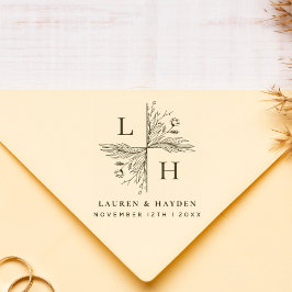 Modern monogram | Blommigten Elegant Spara datum Stämpel