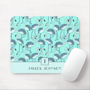 Modern monogram Blue Flamingos Musmatta
