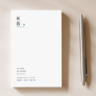 Modern monogram Blue Grått Scandinavian Post-it Block