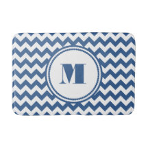 Modern monogram Blue Stripe Chevron