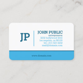 Modern Monogram Blue White Visitkort