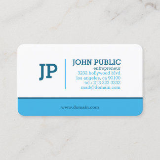 Modern Monogram Blue White Visitkort
