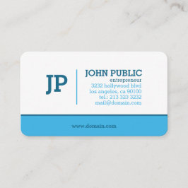 Modern Monogram Blue White Visitkort