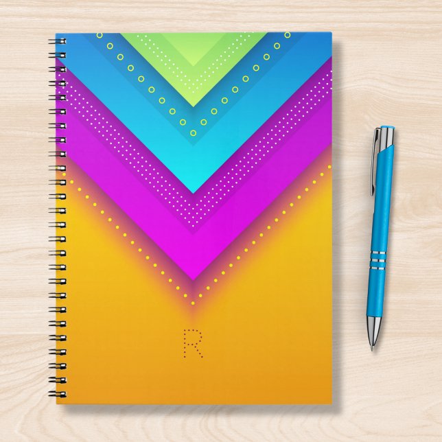 Modern monogram Boho Geometric Chic Anteckningsbok (Skapare uppladdad)