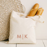 Modern Monogram | Boho Terracotta Tygkasse<br><div class="desc">Den här moderna tote-väskan har ditt monogram eller initialer i neutralt,  jordtonstext terracotta för ett enkelt utseende och snyggt.</div>